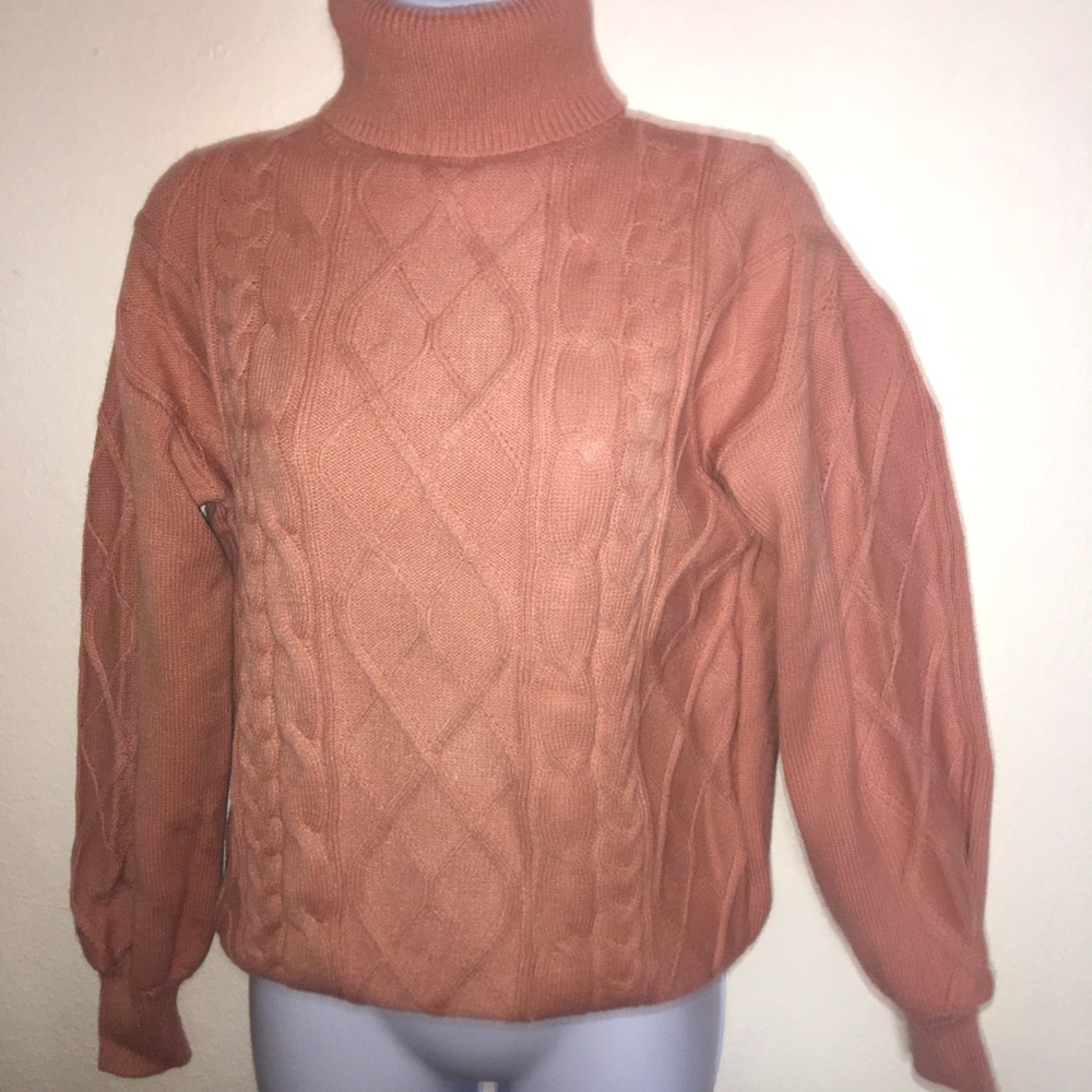 Lulus mauve pink cable knit turtleneck sweater
